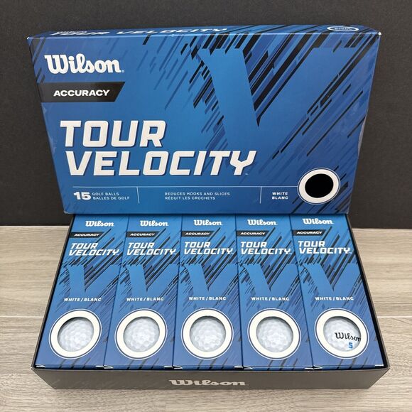 Wilson Tour Velocity Accuracy Golf Balls 15 Qty White Reduces Hooks and Slices - Picture 3 of 8